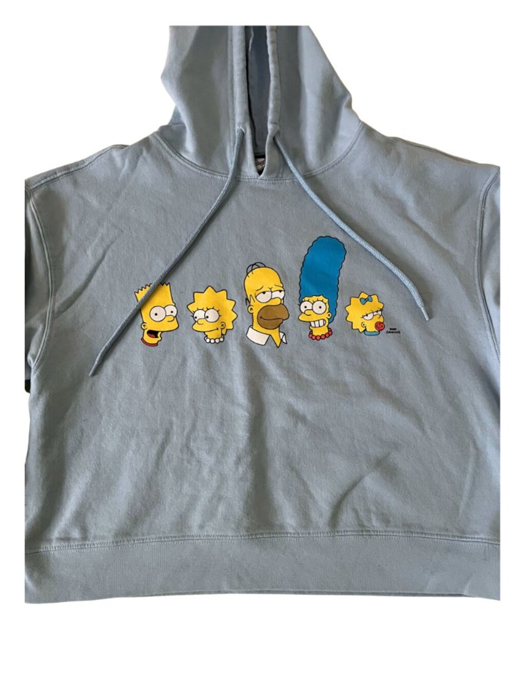 The Simpsons Family Graphic Hoodie Light Blue Pullover Sweatshirt Adult Size M